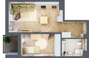 2 pokoje, mieszkanie 39,57 m², piętro 1, oferta nr A-13, Podgórki Tynieckie, Kraków, Dębniki, Sidzina, ul. Podgórki Tynieckie