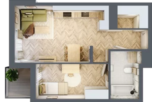 2 pokoje, mieszkanie 43,64 m², piętro 1, oferta nr A-12, Podgórki Tynieckie, Kraków, Dębniki, Sidzina, ul. Podgórki Tynieckie