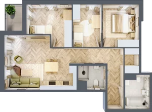 4 pokoje, mieszkanie 73,78 m², piętro 1, oferta nr B-12, Podgórki Tynieckie, Kraków, Dębniki, Sidzina, ul. Podgórki Tynieckie