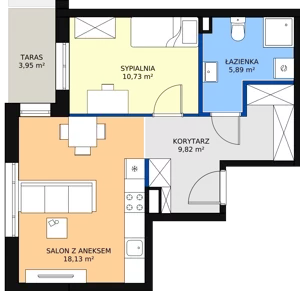 2 pokoje, mieszkanie 44,92 m², piętro 1, oferta nr E.0.91, Helenów Park, Łódź, Bałuty, Bałuty-Doły, ul. Smugowa / Źródłowa