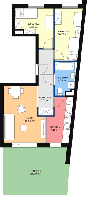 3 pokoje, mieszkanie 56,21 m², piętro 1, oferta nr I.0.171, Helenów Park, Łódź, Bałuty, Bałuty-Doły, ul. Smugowa / Źródłowa