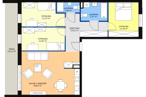 4 pokoje, mieszkanie 84,06 m², piętro 2, oferta nr A.2.9, Helenów Park, Łódź, Bałuty, Bałuty-Doły, ul. Smugowa / Źródłowa