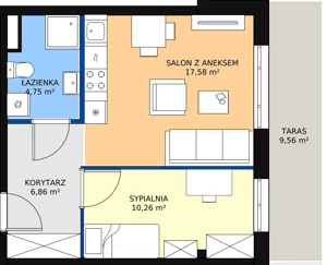 2 pokoje, mieszkanie 40,21 m², piętro 4, oferta nr D.4.88, Helenów Park, Łódź, Bałuty, Bałuty-Doły, ul. Smugowa / Źródłowa