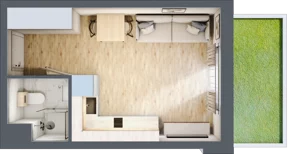 1 pokój, apartament inwestycyjny 22,25 m², parter, oferta nr A/1, Apartamenty Bałtyk - komfortowe lokale nad morzem, Jastrzębia Góra, ul. Jantarowa 3