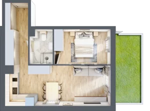 2 pokoje, apartament inwestycyjny 41,37 m², parter, oferta nr A/2, Apartamenty Bałtyk - komfortowe lokale nad morzem, Jastrzębia Góra, ul. Jantarowa 3