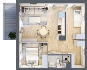 2 pokoje, apartament inwestycyjny 46,30 m², piętro 1, oferta nr A/114, Apartamenty Bałtyk - komfortowe lokale nad morzem, Jastrzębia Góra, ul. Jantarowa 3
