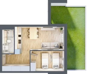 2 pokoje, apartament inwestycyjny 39,18 m², parter, oferta nr B/1, Apartamenty Bałtyk - komfortowe lokale nad morzem, Jastrzębia Góra, ul. Jantarowa 3