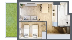 2 pokoje, apartament inwestycyjny 38,62 m², parter, oferta nr B/5, Apartamenty Bałtyk - komfortowe lokale nad morzem, Jastrzębia Góra, ul. Jantarowa 3