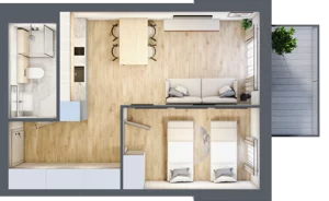 2 pokoje, apartament inwestycyjny 39,21 m², piętro 1, oferta nr B/101, Apartamenty Bałtyk - komfortowe lokale nad morzem, Jastrzębia Góra, ul. Jantarowa 3
