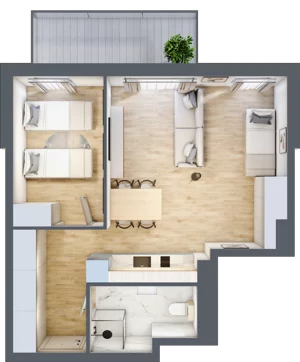 2 pokoje, apartament inwestycyjny 47,70 m², piętro 1, oferta nr B/108, Apartamenty Bałtyk - komfortowe lokale nad morzem, Jastrzębia Góra, ul. Jantarowa 3