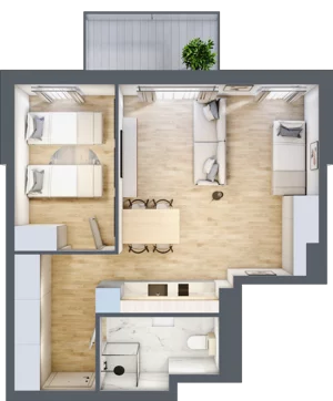 2 pokoje, apartament inwestycyjny 47,74 m², piętro 2, oferta nr B/208, Apartamenty Bałtyk - komfortowe lokale nad morzem, Jastrzębia Góra, ul. Jantarowa 3