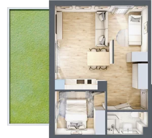2 pokoje, apartament inwestycyjny 45,26 m², parter, oferta nr C/7, Apartamenty Bałtyk - komfortowe lokale nad morzem, Jastrzębia Góra, ul. Jantarowa 3