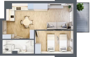 2 pokoje, apartament inwestycyjny 38,45 m², piętro 1, oferta nr C/101, Apartamenty Bałtyk - komfortowe lokale nad morzem, Jastrzębia Góra, ul. Jantarowa 3