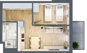 2 pokoje, apartament inwestycyjny 38,82 m², piętro 1, oferta nr C/109, Apartamenty Bałtyk - komfortowe lokale nad morzem, Jastrzębia Góra, ul. Jantarowa 3