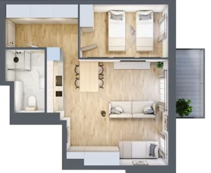 2 pokoje, apartament inwestycyjny 47,46 m², piętro 2, oferta nr C/210, Apartamenty Bałtyk - komfortowe lokale nad morzem, Jastrzębia Góra, ul. Jantarowa 3