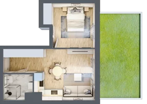 2 pokoje, mieszkanie 36,98 m², parter, oferta nr 1, Nova Dworcowa Apartamenty, Mszczonów, ul. Dworcowa 40