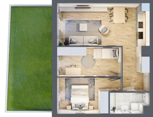 3 pokoje, mieszkanie 54,48 m², piętro 1, oferta nr 52, Nova Dworcowa Apartamenty, Mszczonów, ul. Dworcowa 40