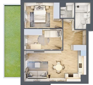 3 pokoje, mieszkanie 56,87 m², piętro 1, oferta nr 84, Nova Dworcowa Apartamenty, Mszczonów, ul. Dworcowa 40