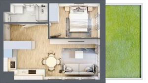 2 pokoje, mieszkanie 36,12 m², piętro 1, oferta nr 107, Nova Dworcowa Apartamenty, Mszczonów, ul. Dworcowa 40