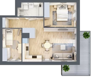 3 pokoje, mieszkanie 54,04 m², piętro 2, oferta nr 125, Nova Dworcowa Apartamenty, Mszczonów, ul. Dworcowa 40