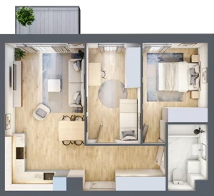 3 pokoje, mieszkanie 56,80 m², piętro 5, oferta nr 155, Nova Dworcowa Apartamenty, Mszczonów, ul. Dworcowa 40