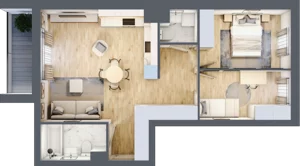3 pokoje, mieszkanie 59,34 m², piętro 4, oferta nr 156, Nova Dworcowa Apartamenty, Mszczonów, ul. Dworcowa 40