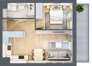 2 pokoje, mieszkanie 39,21 m², piętro 5, oferta nr 162, Nova Dworcowa Apartamenty, Mszczonów, ul. Dworcowa 40