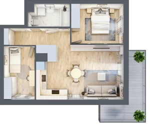3 pokoje, mieszkanie 53,78 m², piętro 5, oferta nr 164, Nova Dworcowa Apartamenty, Mszczonów, ul. Dworcowa 40