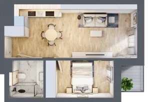 2 pokoje, mieszkanie 40,37 m², piętro 2, oferta nr C.1.12, Apartamenty Widok etap II, Skierniewice, Widok, ul. Armii Krajowej 63