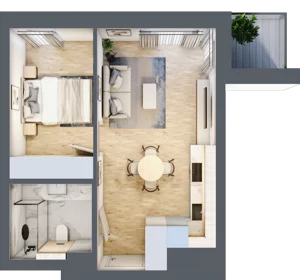 2 pokoje, mieszkanie 35,61 m², piętro 2, oferta nr C.1.13, Apartamenty Widok etap II, Skierniewice, Widok, ul. Armii Krajowej 63