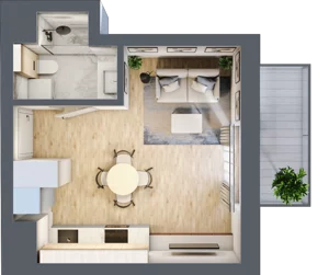 1 pokój, mieszkanie 24,97 m², piętro 2, oferta nr C.1.15, Apartamenty Widok etap II, Skierniewice, Widok, ul. Armii Krajowej 63