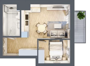 2 pokoje, mieszkanie 35,34 m², piętro 3, oferta nr C.2.23, Apartamenty Widok etap II, Skierniewice, Widok, ul. Armii Krajowej 63