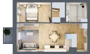 2 pokoje, mieszkanie 44,24 m², piętro 3, oferta nr D.2.18, Apartamenty Widok etap II, Skierniewice, Widok, ul. Armii Krajowej 63