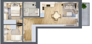 3 pokoje, mieszkanie 46,89 m², piętro 2, oferta nr E.1.27, Apartamenty Widok etap II, Skierniewice, Widok, ul. Armii Krajowej 63