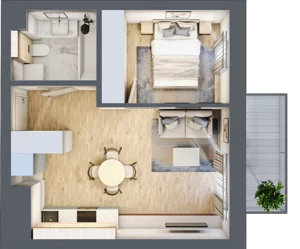2 pokoje, mieszkanie 34,70 m², piętro 2, oferta nr E.1.28, Apartamenty Widok etap II, Skierniewice, Widok, ul. Armii Krajowej 63