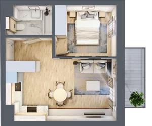 2 pokoje, mieszkanie 35,04 m², piętro 2, oferta nr E.1.29, Apartamenty Widok etap II, Skierniewice, Widok, ul. Armii Krajowej 63
