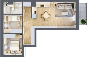 3 pokoje, mieszkanie 56,25 m², piętro 4, oferta nr E.3.56, Apartamenty Widok etap II, Skierniewice, Widok, ul. Armii Krajowej 63