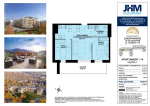 3 pokoje, apartament 48,82 m², piętro 2, oferta nr 114, Apartamenty Zakopiańskie, Zakopane, ul. Szymony 17E