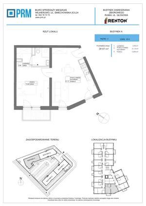 2 pokoje, lokal inwestycyjny 39,97 m², piętro 2, oferta nr A3.4, RENTON - kawalerki inwestycyjne , Rumia, Biała Rzeka, ul. Głogowa