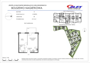 2 pokoje, mieszkanie 37,75 m², piętro 3, oferta nr  19/38, Nagietkowa, Bolszewo, ul. Nagietkowa