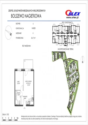 2 pokoje, mieszkanie 34,17 m², parter, oferta nr  6/6, Nagietkowa, Bolszewo, ul. Nagietkowa