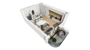 1 pokój, mieszkanie 29,41 m², piętro 3, oferta nr A/40, Esencja, Gdańsk, Śródmieście, Dolne Miasto, ul. Kamienna Grobla / Jałmużnicza