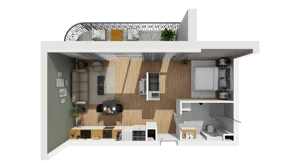 1 pokój, mieszkanie 44,40 m², piętro 1, oferta nr A/66, Esencja, Gdańsk, Śródmieście, Dolne Miasto, ul. Kamienna Grobla / Jałmużnicza