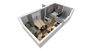 1 pokój, mieszkanie 44,40 m², piętro 1, oferta nr A/66, Esencja, Gdańsk, Śródmieście, Dolne Miasto, ul. Kamienna Grobla / Jałmużnicza