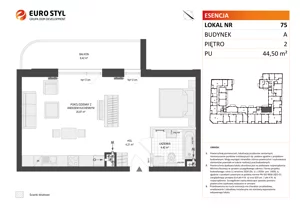 1 pokój, mieszkanie 44,50 m², piętro 2, oferta nr A/75, Esencja, Gdańsk, Śródmieście, Dolne Miasto, ul. Kamienna Grobla / Jałmużnicza
