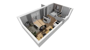 1 pokój, mieszkanie 44,50 m², piętro 2, oferta nr A/75, Esencja, Gdańsk, Śródmieście, Dolne Miasto, ul. Kamienna Grobla / Jałmużnicza