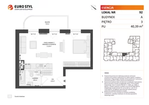 1 pokój, mieszkanie 40,39 m², piętro 3, oferta nr A/92, Esencja, Gdańsk, Śródmieście, Dolne Miasto, ul. Kamienna Grobla / Jałmużnicza