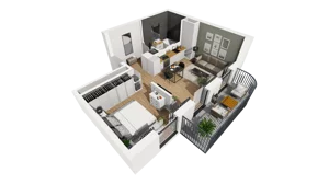 1 pokój, mieszkanie 40,39 m², piętro 3, oferta nr A/92, Esencja, Gdańsk, Śródmieście, Dolne Miasto, ul. Kamienna Grobla / Jałmużnicza