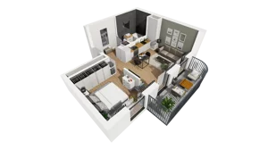 1 pokój, mieszkanie 40,43 m², piętro 4, oferta nr A/101, Esencja, Gdańsk, Śródmieście, Dolne Miasto, ul. Kamienna Grobla / Jałmużnicza