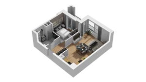 1 pokój, mieszkanie 41,91 m², piętro 1, oferta nr B1/9, Zajezdnia Motława, Gdańsk, Śródmieście, Dolne Miasto, ul. Kurza